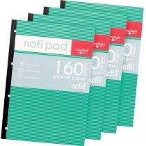 EASTLIGHT A4 Refill Pad 160 Page 80gsm - (Pack of 4) Sidebound Feint Ruled with Margin 4 Hole Punched