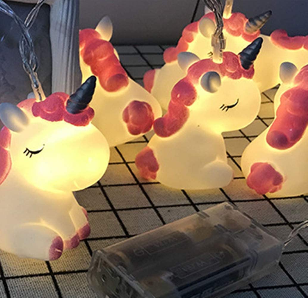 YQ-BEST Cute Animal Unicorn Shape 10 LED Fairy String Lights Battery Powered Night Light for Halloween Christmas Thanksgiving Tree Decorative Home Party Children Kids Bedroom Decoration - Image 3