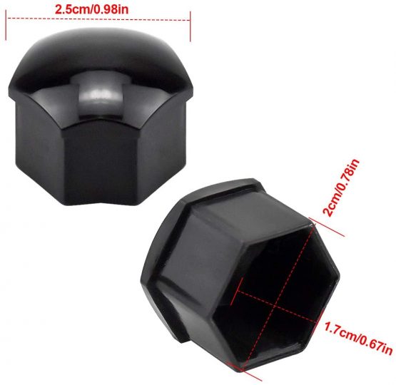 Fodlon Wheel Nut Caps, 17mm Universal Tyre Nut Covers 20 Pieces Bolt Covers Black Tire Screw Cover Cap Car Tire Screw Cap Protection with Removal Tool Locking Caps Set for Cars Vehicle - Image 2