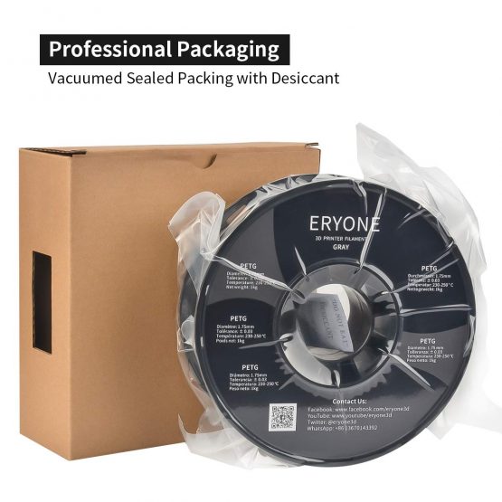 ERYONE PETG Filament for 3D Printer, 1.75mm, Tolerance: ±0.03mm, 1kg(2.2LBS)/Spool, Gray - Image 4