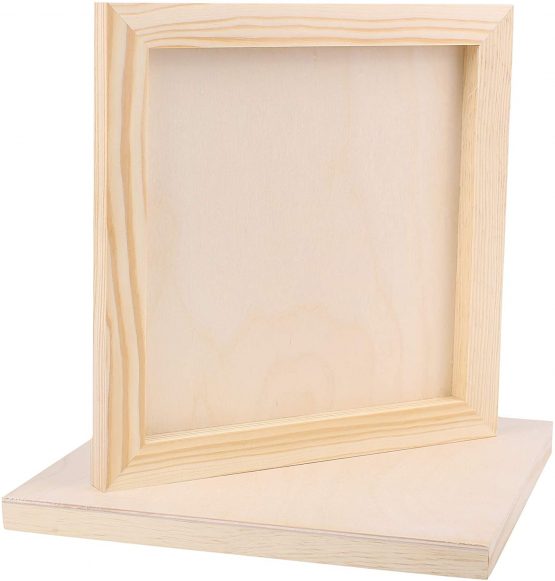 Creative Deco 8 x Wooden Canvas Painting Board 25 x 25 cm Cradled