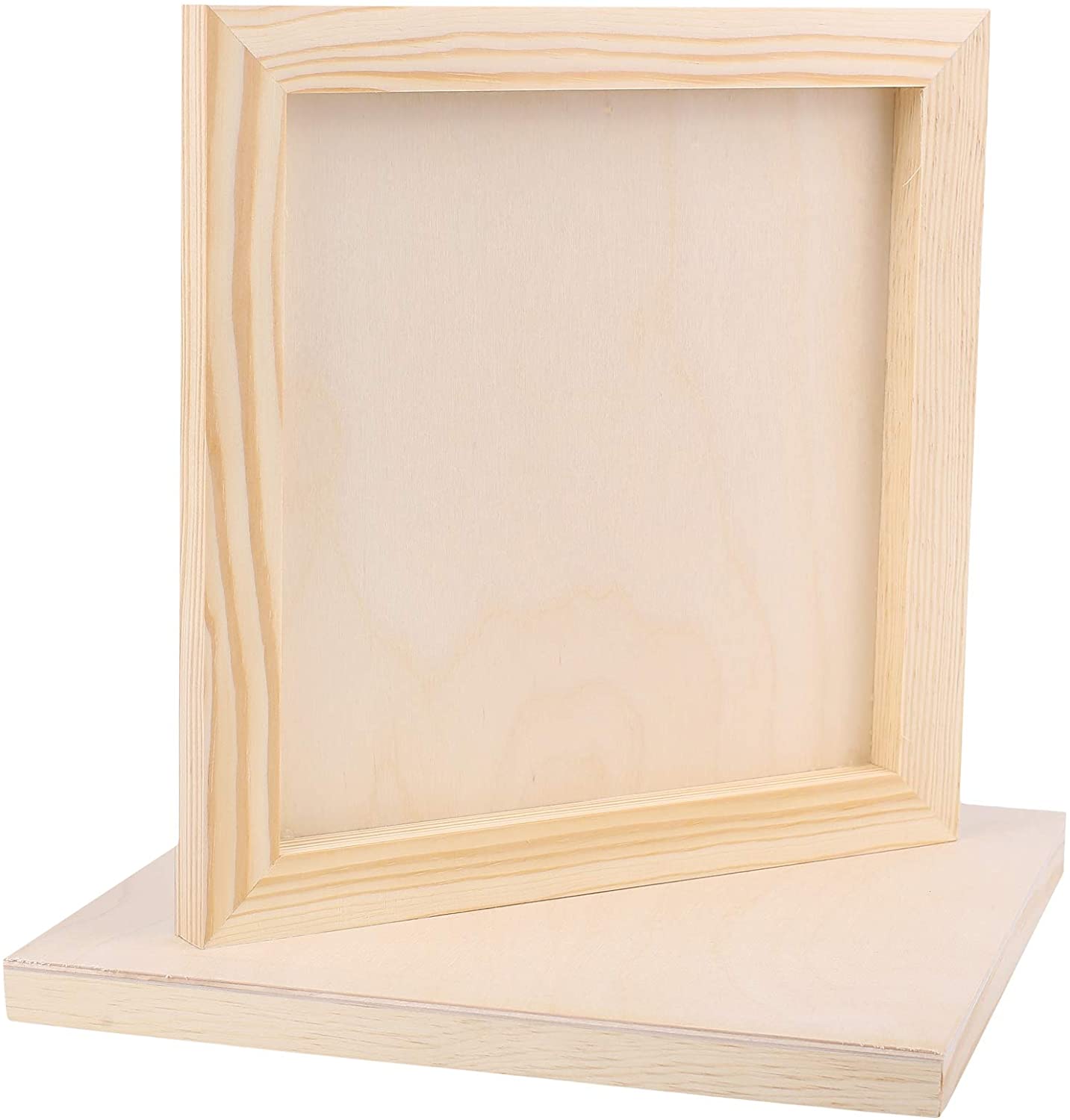 Creative Deco 8 x Wooden Canvas Painting Board, Natural, 25 x 25 cm - Image 3