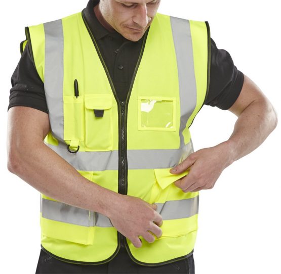 EXECUTIVE HI VIZ WAISTCOAT SATURN YELLOW 4XL