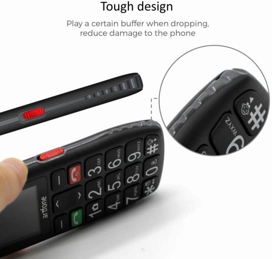 Artfone Big Button Mobile Phone for Elderly Unlocked Senior Sim Free with SOS Emergency Button1400mAh Battery - Image 3
