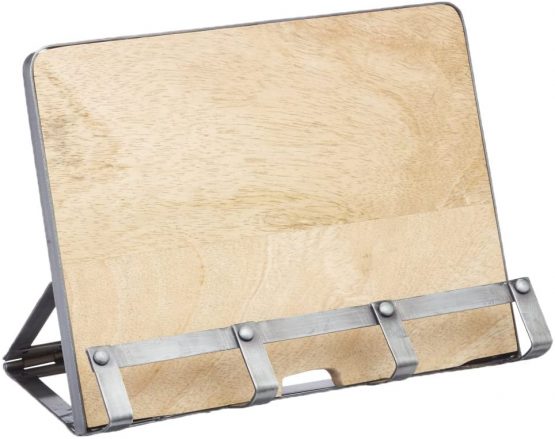 KitchenCraft Industrial Kitchen Metal / Wooden Cookbook Stand & Tablet Holder, 26 x 21 cm (10” x 8.5”)
