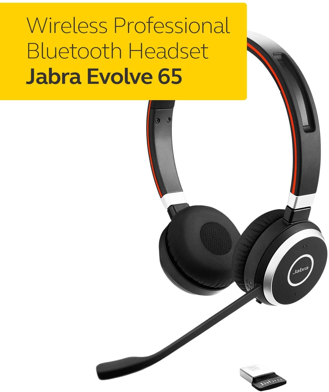 Jabra Evolve 65 Wireless Stereo On-Ear Headset, Unified Communications Optimised Headphones With Long-Lasting Battery - Image 2