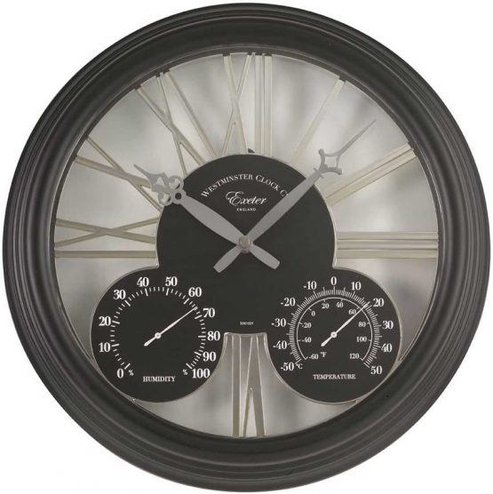 Altuna 5061001 Exeter Clock with Thermometer Black