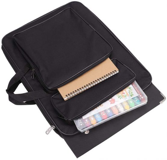 Portable Art Portfolio Case Waterproof A3 Drawing Board Bag Artwork Portfolio Carry Case Art Artist Folder Case Student Portfolio Drawing Painting Sketch Bag for Palette Paints Brushes Pencils
