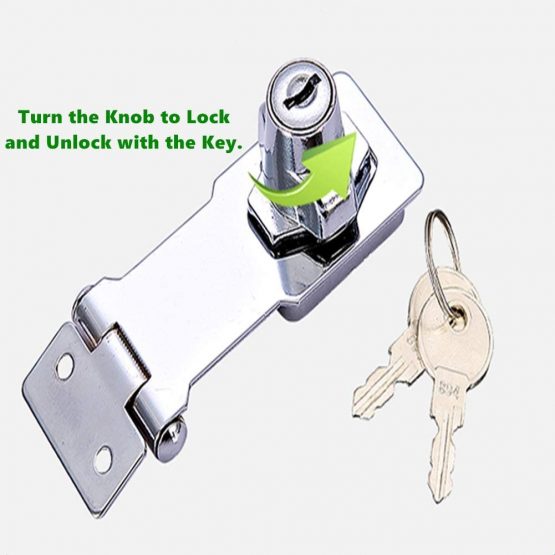 Keyed Locking Hasp, Tiberham Heavy Duty Hasp Staple with Integrated Lock, Self-Locking Door Clasp Gate Lock Shed Latch for Door Window Cabinet Pet Cage Crate Fitting Accessories - Image 3