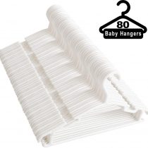NORTHERN BROTHERS Clothes Hangers Baby Coat Hangers 80 Pack Plastic White Childrens Hangers with Trouser Skirt Bar for Baby Toddler Clothes Hanger