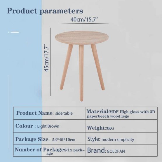 GOLDFAN Small Round Side Table Wooden Coffee Sofa End Tables Retro Bedside Tables for Living Room Bedroom,Natural - Image 2