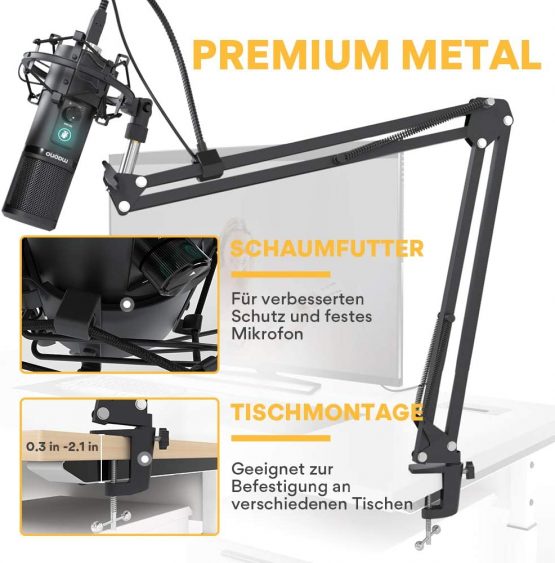 Condenser Microphone with One-Touch Mute MAONO AU-PM421 Professional Cardioid Podcast USB Mic 192KHZ/24BIT and Mic Gain Knob for Broadcasting, Recording, Gaming,YouTube - Image 4