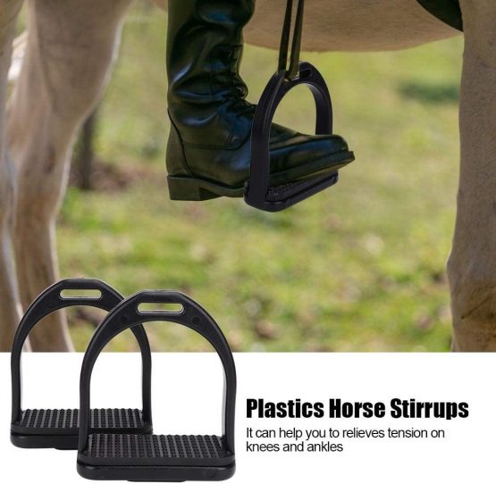 Pssopp 2PCS Horse Stirrup High Strength Horse Riding Stirrup Safety Stirrups Equestrian Stirrups Treads with Non-slip Rubber Pad (Small) - Image 2