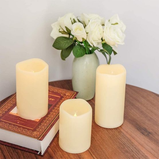 Eldnacele Outdoor LED Candles with Remote Timer, Flameless Flickering 3 Pack Battery Candles Waterpoof Heat Resistant Candles for Outdoor Indoor Garden Patio Home Decoration - Image 3