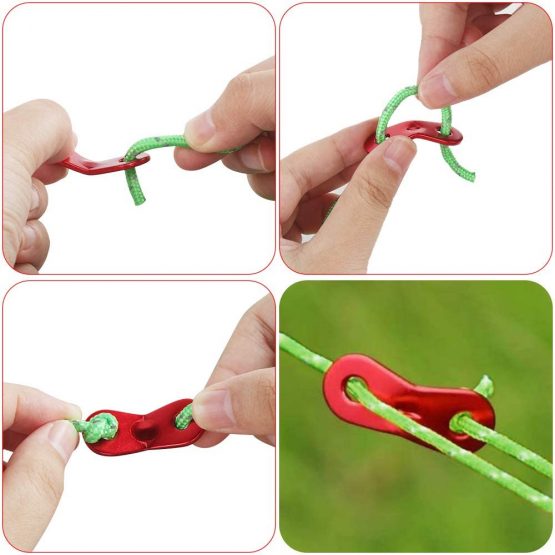 Dadabig 8 Pack 4mm Reflective Tent Guy Line, Light-Weight Tent Guide Lines Cord Guy Ropes with Aluminum Tensioners Adjuster for Outdoor Camping Hiking Awning Tents, 13 feet, Green - Image 4
