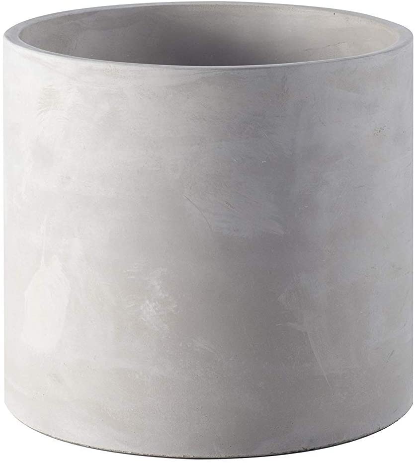 Ekirlin 17cm Flower Plant Pot Indoor, Grey Cement Garden Planter Concrete Planter with Drain Hole Saucer