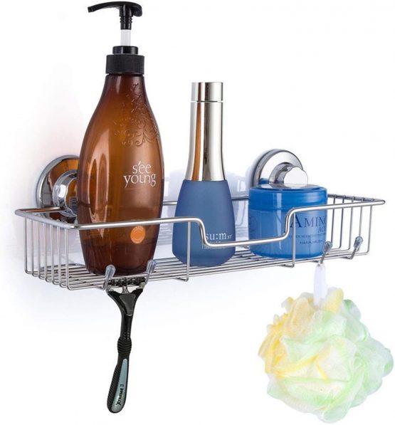 iPEGTOP Bathroom Shower Caddy Basket, Shower Shelf & Soap Dish Holder & Bath Hanging Hook Set for Sponge Shampoo Shower Organizer Storage, Rustproof Stainless Steel, No Drilling Suction Cup - 3 Pack - Image 2