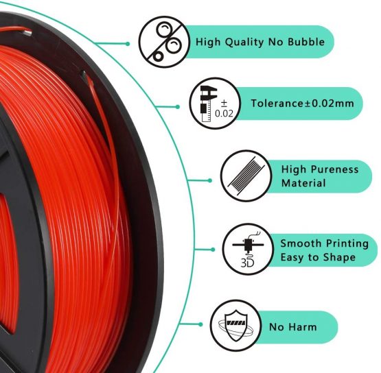 PETG 3D Printer Filament 1.75mm 1 kg Spool, SUNLU PETG Filament Red 1.75 +/- 0.02 mm for 3D Printing - Image 3