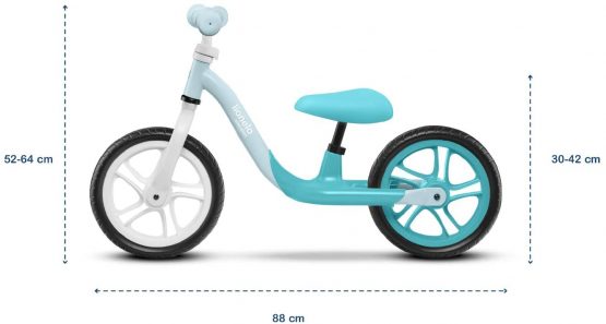 Lionelo Loe Turquoise Alex Children's Balance Bike up to 30 kg Saddle and Handlebar Adjustable 12 Inch EVA Foam Wheels Robust Construction Steering Angle Limiter EN 71 (Turquoise), Small - Image 2
