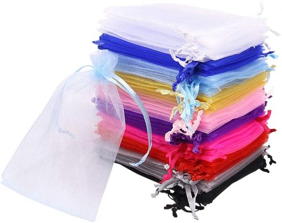 Time to Sparkle 100 Pieces Organza Gift Bags Oragnza Wedding Favour Bags Jewellery Pouches Packing (Mix Colorful, 7x9cm) - Image 2