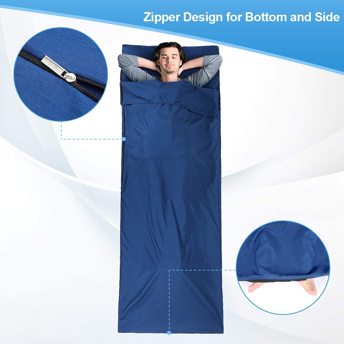 Doact Cotton Sleeping Bag Liner, Lightweight Travel Sheet Adult