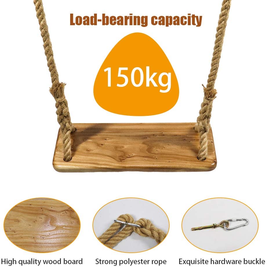 ValueHall Wooden Tree Swing seat Wooden Swing Chair Wooden Hanging Swing Seat with Adjustable