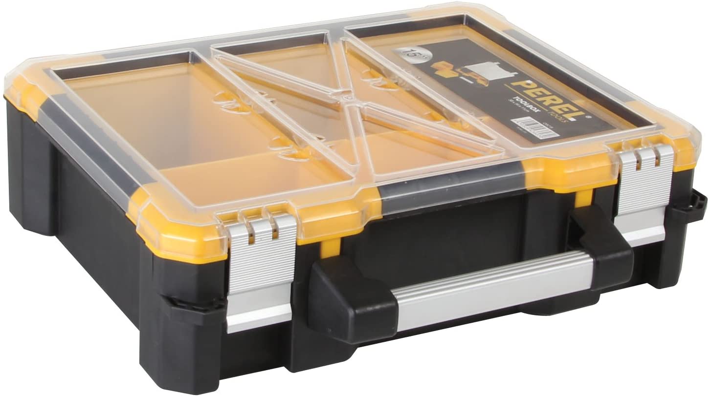 Perel OSC15 15-Inch Plastic Storage Case with Removable Bins, Random