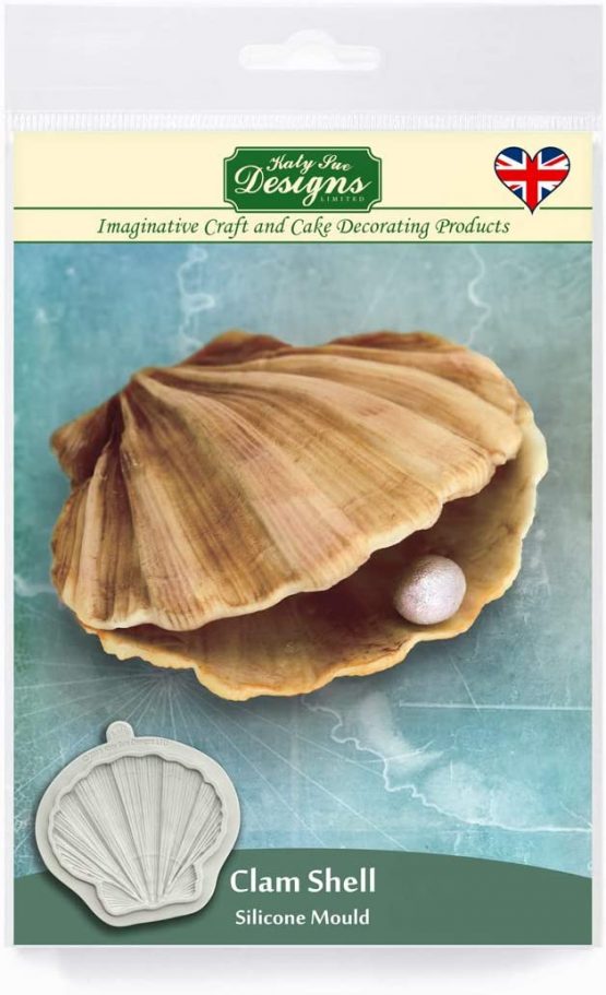 Katy Sue Designs CE0103 Clam Shell Silicone Mould for Cake Decorating, Crafts, Cupcakes, Sugarcraft, Cookies, Candies, Cards and Clay, Food Safe Approved, Made in The UK, Grey