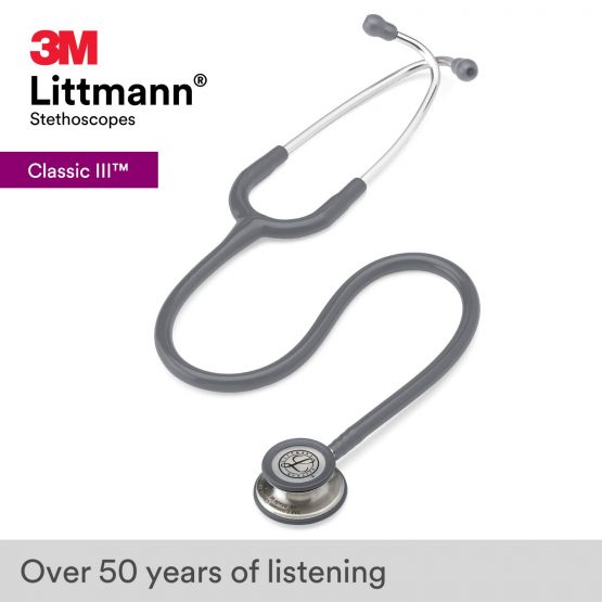 3M Littmann Classic III Monitoring Stethoscope, Gray Tube, 69 cm, 5621 - Image 2