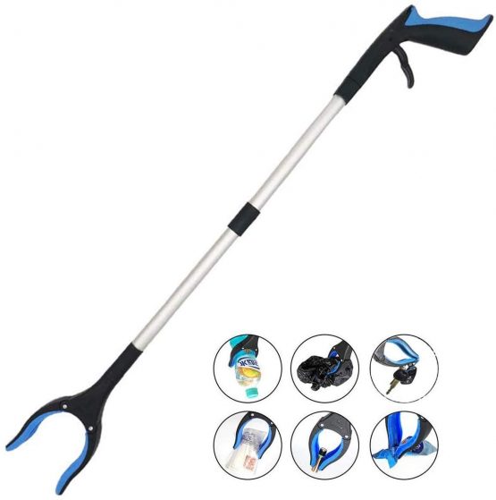 Aptoper Litter Picker, Pick-Up Tool Long Arm Mechanical Grabber Reacher Grab & Grip Rubbish Pick Up Hand Tool,Foldable Lightweight Extender Gripper Tool Long Handy Assist Tool (Blue 1)