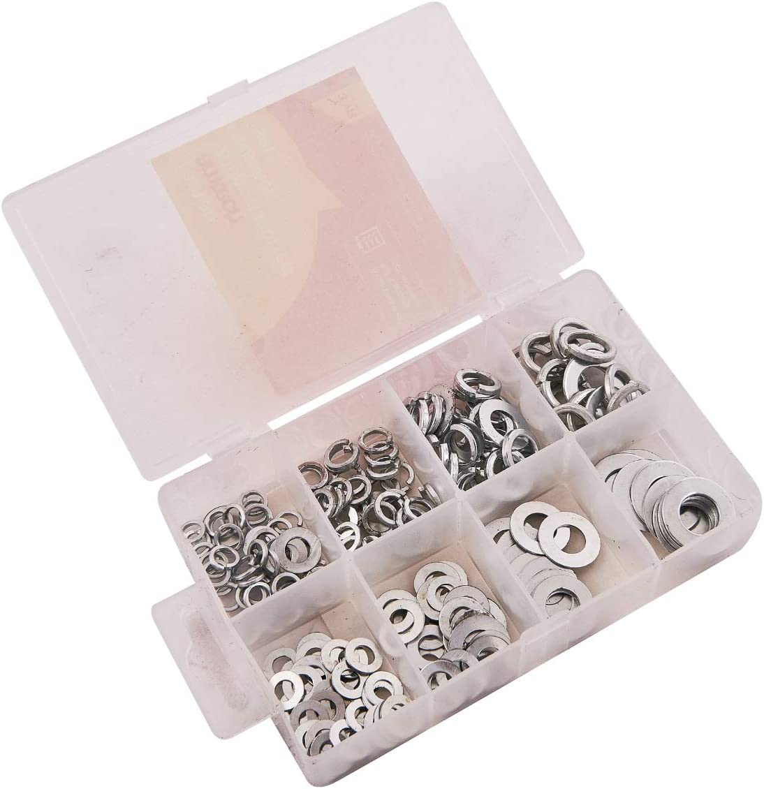 Amtech S5850 Assorted Washers, 200 Pieces Include Flat Washers and Lock Washers, M5, M6, M8, M10, plus Storage - Image 2
