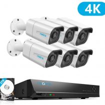 Reolink 4K PoE CCTV Security Camera System H.265, 6pcs 8MP Person/Vehicle Detection Outdoor PoE IP Cameras, 8CH NVR with 2TB HDD for 24/7 Recording 100ft Night Vision, RLK8-810B6-A