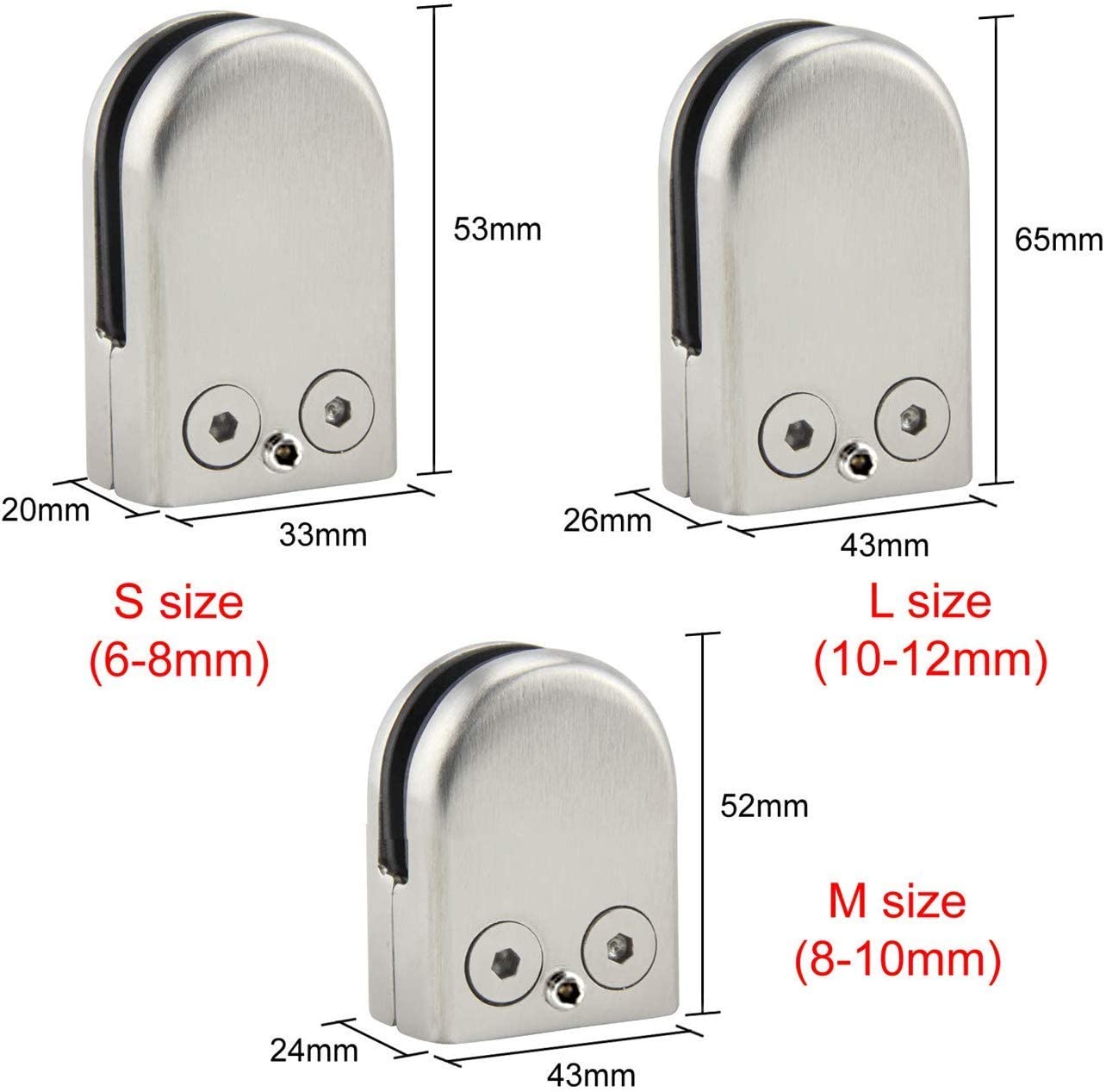 Discoball 12 x (10-12mm) 304 Stainless Steel Glass Clamp Clip for Stair Window (12-Pack) - Upgraded, 12PCS(10-12mm) - Image 4