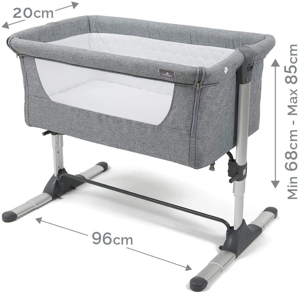 Babylo Snuggle Cuddle Co Sleeper, Slate Grey, Length 96cm - Image 4