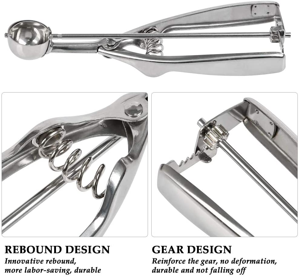 FOCCTS Ice Cream Scoop Stainless Steel Cookie Scoop with Trigger, Used for Fruit Ice Cream, etc, As Shown, 25mm - Image 3