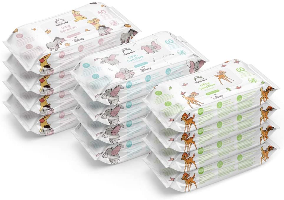 by Amazon Disney Baby Wipes, 99% Water, 720 Wipes, Unscented, 12 Pack of 60, 60 count (Pack of 12)