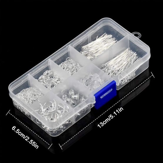 740 Pcs Earring Making Kits Silver Tone Jewelry Making Kit Jewelry Finding Starter Tools Kit with Earring Hooks Earring Backs Clasps Jump Rings Pins for Jewelry Making Repair DIY Craft Supplies - Image 4