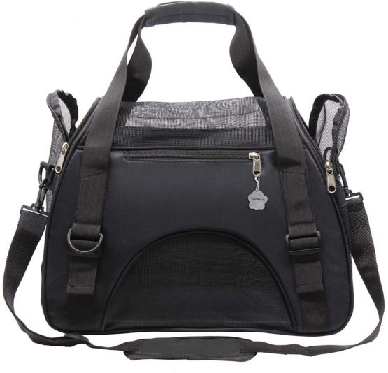 ZaneSun Small Cat Carrier,Soft-Sided Pet Travel Carrier for Cats,Dogs Puppy Comfort Portable Foldable Pet Bag Airline Approved (small black)