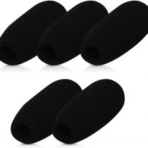 kwmobile Microphone Foam Covers (Set of 5) - 4.8x2.4x1.2 cm Windscreen Protective Pop Filter Pack for Microphones - Black