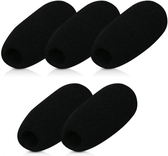 kwmobile Microphone Foam Covers (Set of 5) - 4.8x2.4x1.2 cm Windscreen Protective Pop Filter Pack for Microphones - Black