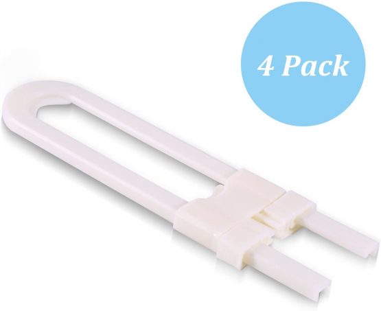 Yosoo 4pcs Baby Safety Cabinet U Shaped Locks - Durable Plastic Locks Sliding Lock for Child Safety - Kid Safety Drawer Door Cupboard Locks