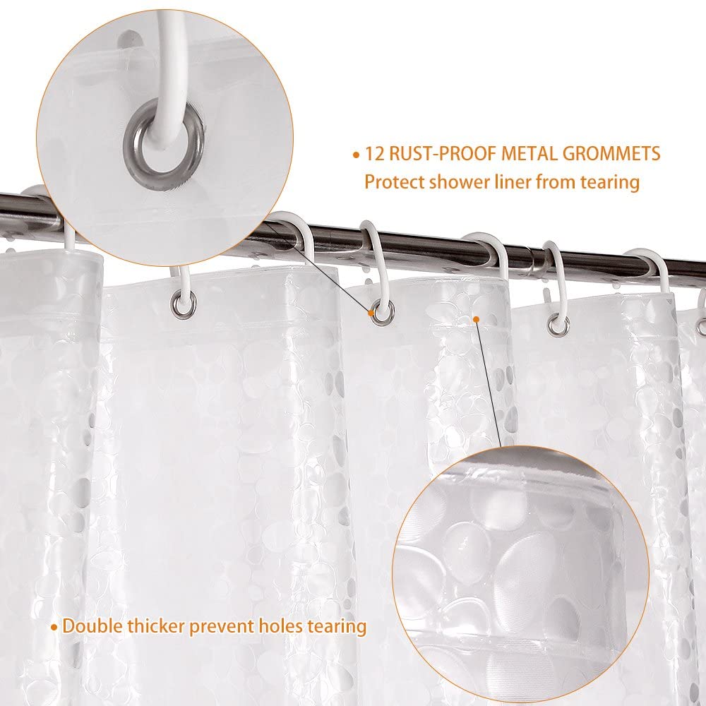 WELTRXE Shower Curtains Mould Proof Mildew Resistant, Waterproof Shower Curtain Liner - Image 3