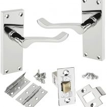 5 Sets of Victorian Scroll Latch Door Handles Polished Chrome Hinges & Latches Pack Sets - Handlestore®