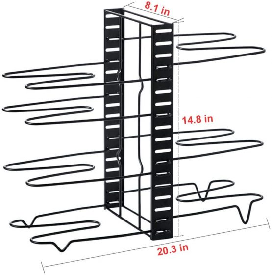 Pot Rack Organizer, Astoryou 8 Tiers Pan Rack Holder Stand Detachable Pot Lid Rack Length Adjustable Shelf Cookware Holders Cabinet Pantry with 3 DIY Methods for Kitchen Counter and Cabinet,Black - Image 4