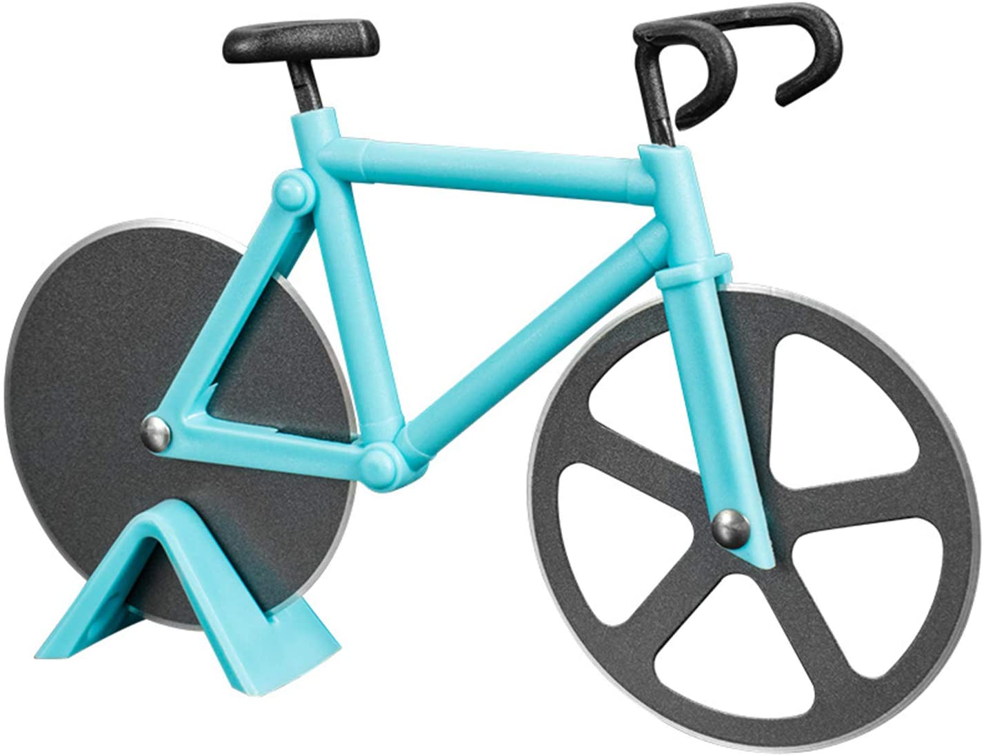 Bicycle Pizza Cutter,Stainless Steel Two-Wheel Bike Pizza Slicer with Sharp Blade for Home Kitchen, Blue