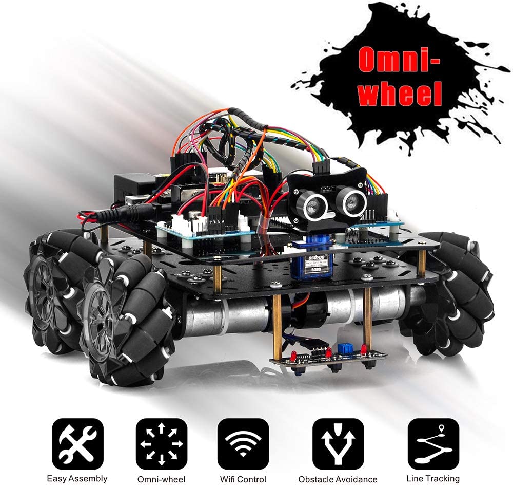 OSOYOO Omni-directinal Mecanum Wheels Robot Car Kit for Arduino, Black, Mittel
