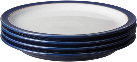 Denby 405048904 Elements Dark Blue 4 Piece Medium Plate Set