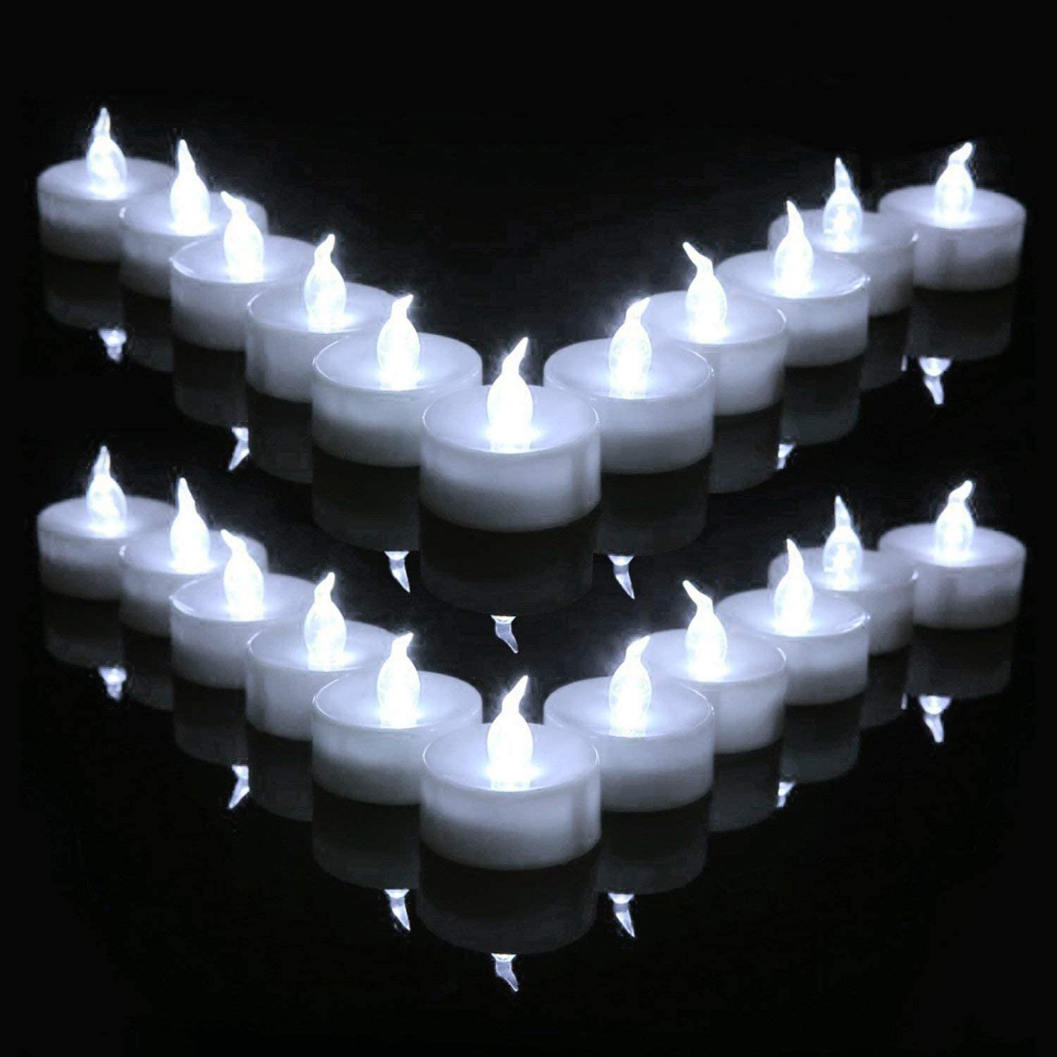 12 Pack Flameless Candle Lights Realistic Flickering Bulb Battery Operated Led Tea Lights Candles for Party Wedding Birthday Halloween Gifts Home Decoration in Cool White - Image 2