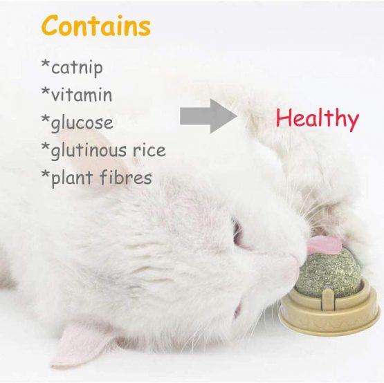 2 pcs Catnip Balls, Pure Natural Mint Leaf Rotating Interactive Cat Toys, Cat Removal Hairball Toys Can Be Sticky On Wall, Teeth Cleaning Catmint Toy for Cat, Kitten, Kitty Playing Chewing - Image 4
