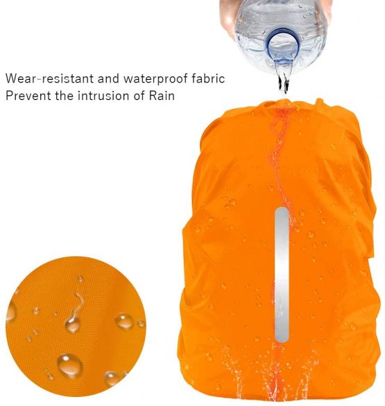 LAMA 2pcs Waterproof Rain Cover for Backpack, Reflective Rainproof Protector for Anti-dust and Anti-Theft M 26L-40L Black Orange - Image 3